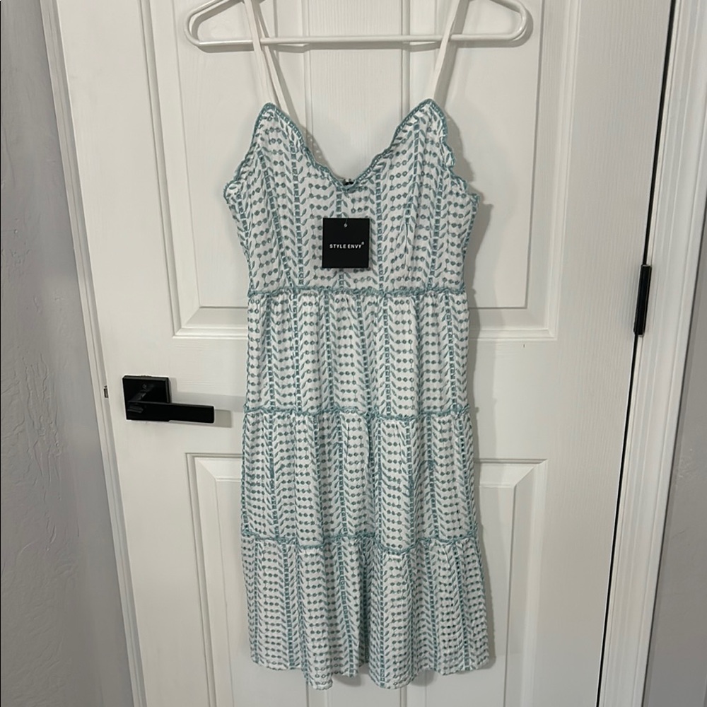 Style Envy White and Blue Midi Dress